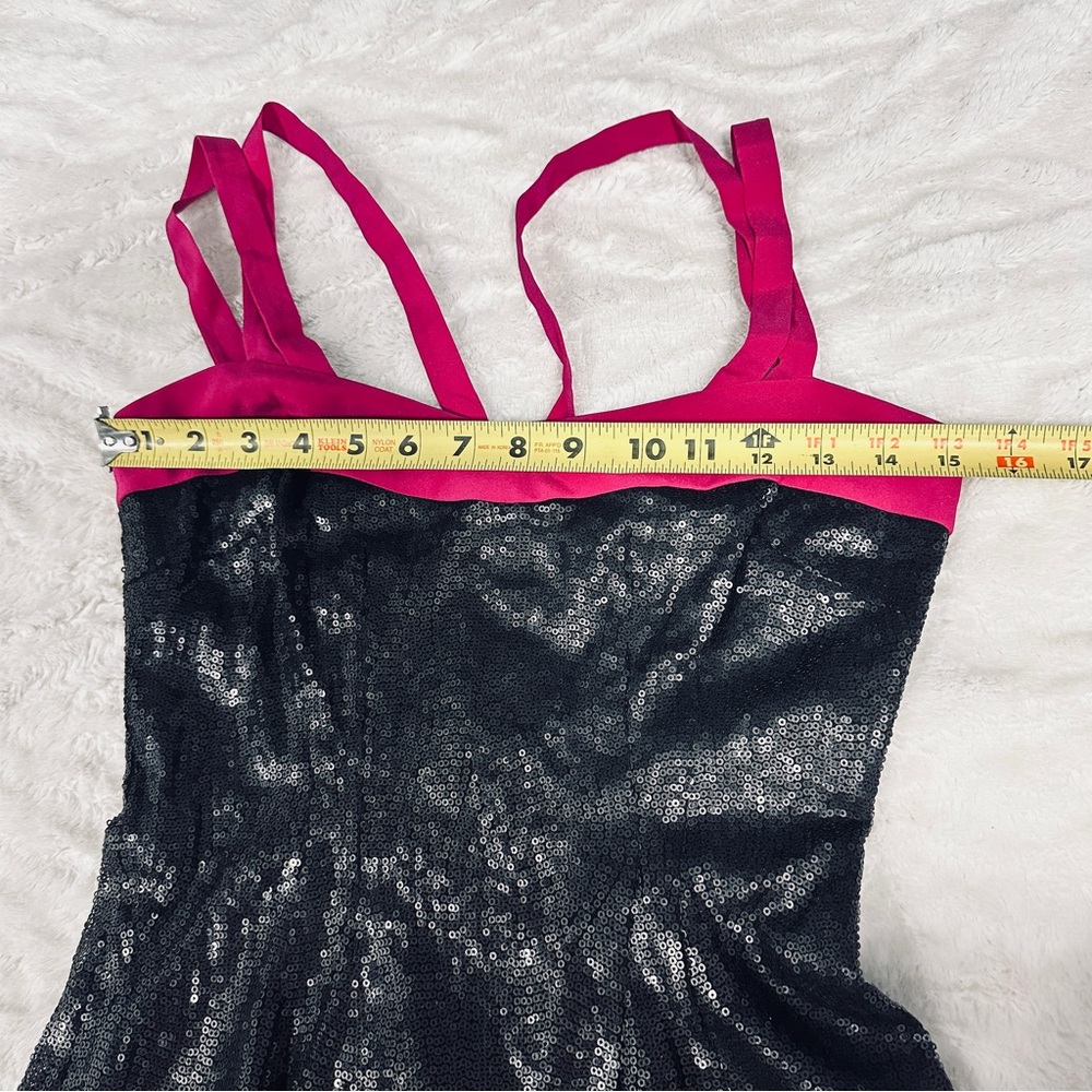 Jay Godfrey Size 0 Black Sequin Mini Dress Hot Pink Straps Cocktail Party city - Picture 7 of 9